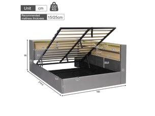 Lit avec rangement 140x190 cm <strong></strong>  <strong></strong> coloris gris