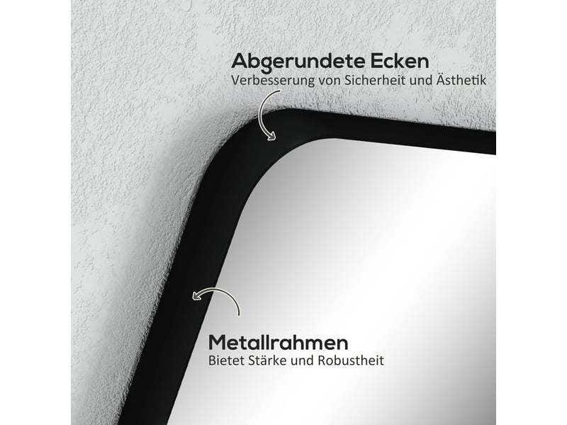  Miroir de salle de bain mural cadre en métal noir 50x2,5x70 cm  - Conforama E