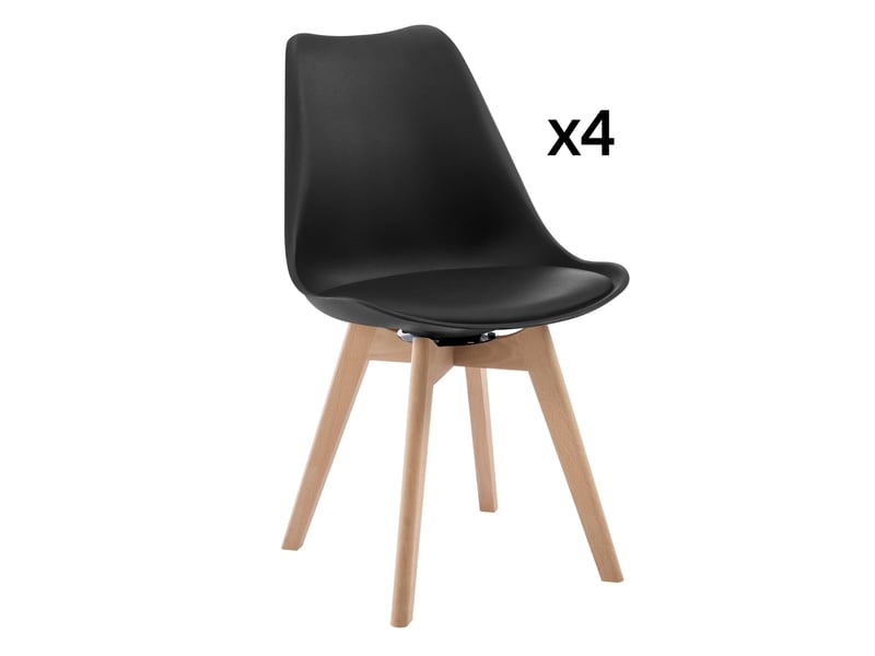  Lot de 4 chaises de salle à manger pivotantes,360°,similicuir,noir  - Conforama A