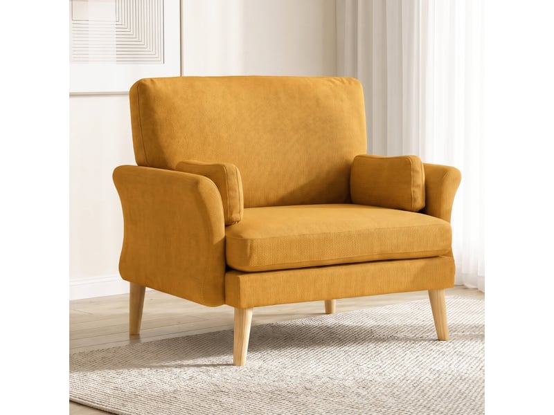 Fauteuil lounge jaune, revêtement polyester, confort luxueux, largeur de siège généreuse - Conforama B