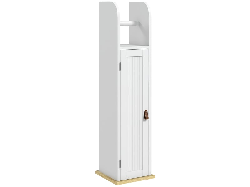  Meuble de salle de bain support papier toilette avec placard et étagères réglables blanc 20 x 20 x 80 cm  - Conforama B