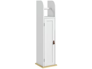 Meuble de salle de bain support papier toilette avec placard et étagères réglables blanc 20 x 20 x 80 cm