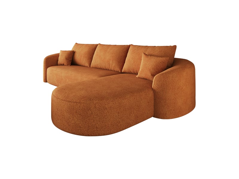 Canapé d’angle l 266 cm, sofa compression sans structure, modulable, mousse confortable, sans montage, salon chambre, orange - Conforama D