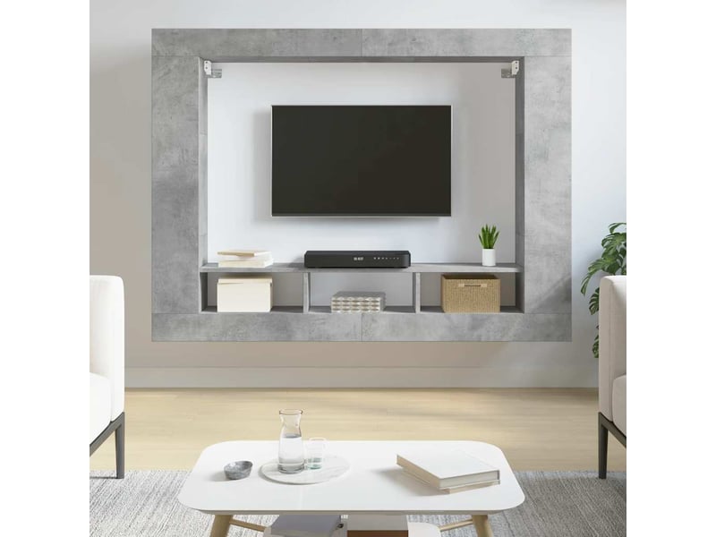  Meuble tv - banc tv - meuble de rangement gris béton 152x22x113 cm bois d'ingénierie  - Conforama B