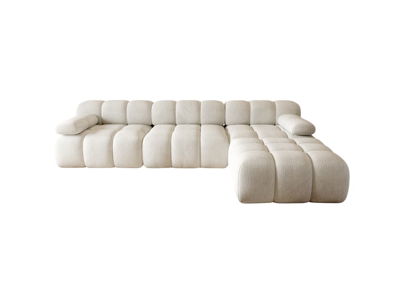 Canapé d’angle droit 4 places 300x200x68 cm en tissu chenille blanc - Conforama D