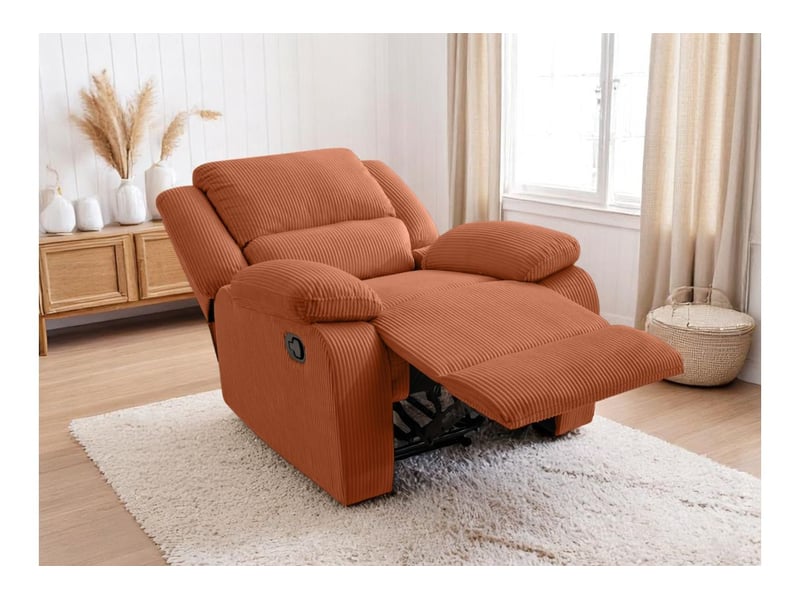 Relaxxo - fauteuil relaxation manuel leo en velours côtelé - terracotta LÉO - Conforama C