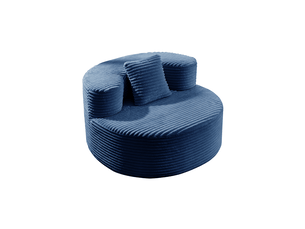Fauteuil poire en velours côtelé bleu 112 × 105 × 59 cm, avec coussin d'appoint, pour se détendre à la maison