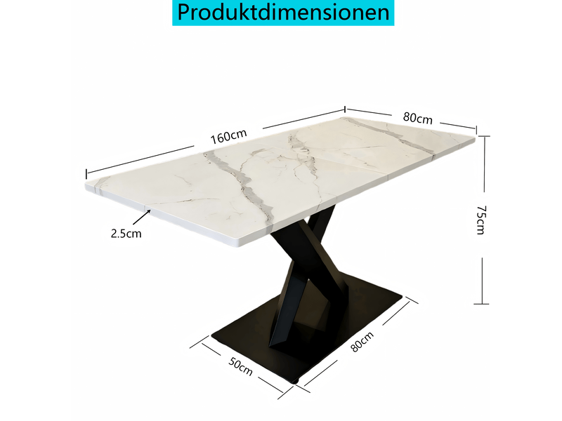  Table à manger 6 places style ferme en mdf et métal blanc et noir  - Conforama E