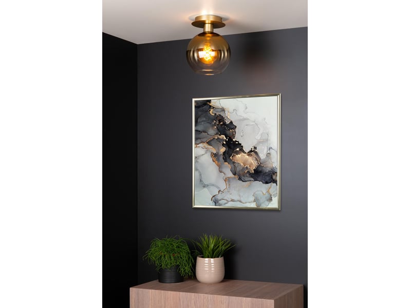 Plafonnier diam.20 cm 60 w 1xe27 or mat laiton - lucide - marius  - Conforama D