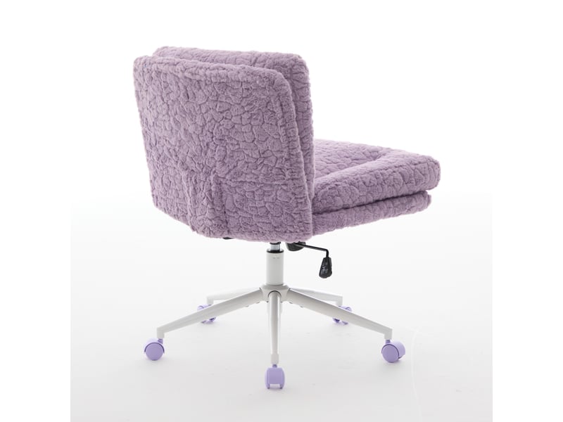  Fauteuil de bureau violet en fausse fourrure, assise large pivotante réglable  - Conforama E