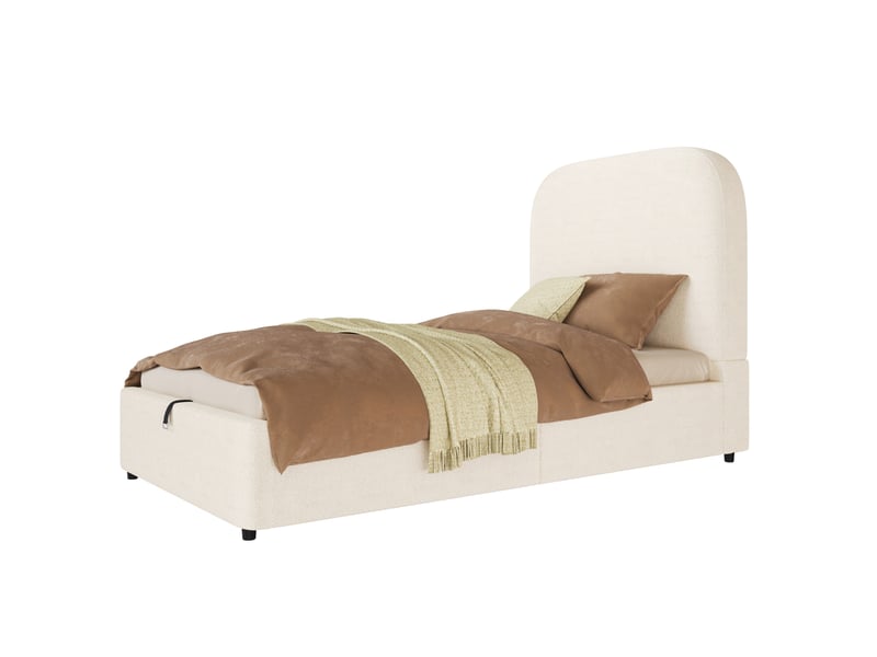 Modenvie lit coffre enfant 90x200 cm - rangement hydraulique, sommier inclus, sans matelas - beige - Conforama A