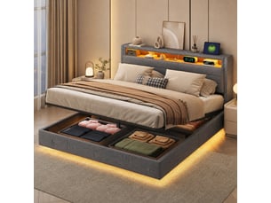 Lit coffre 160x200 cm ULEVR coloris gris