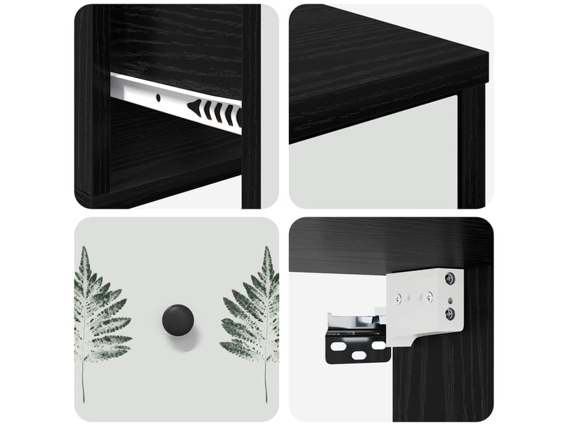  Table de chevet - cabinet de chevet - table de nuit mural hanau chêne noir 36 x 33 x 25 cm  - Conforama E