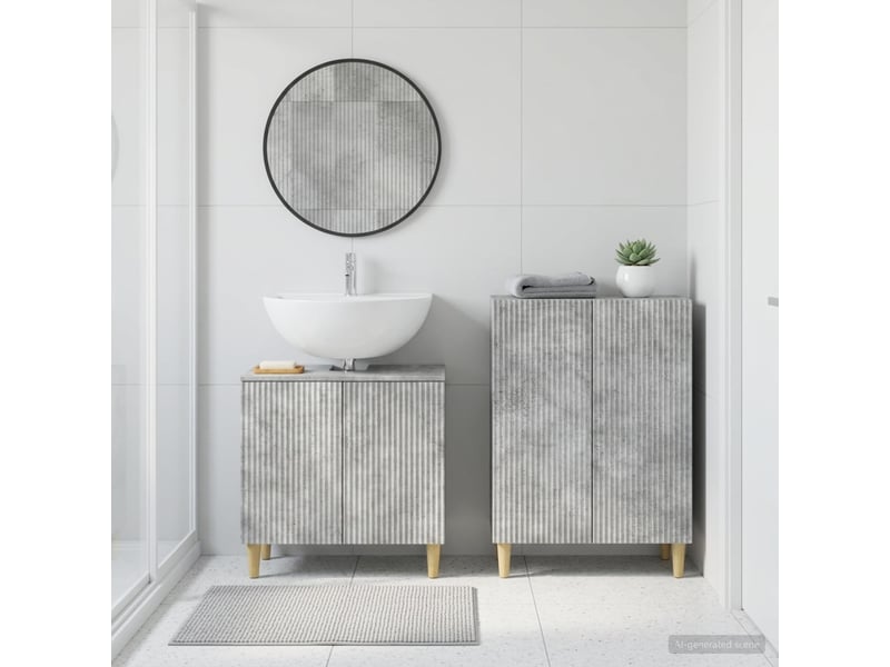  Ensemble de 2 meubles de salle de bain arnhem gris béton cf63072  - Conforama B