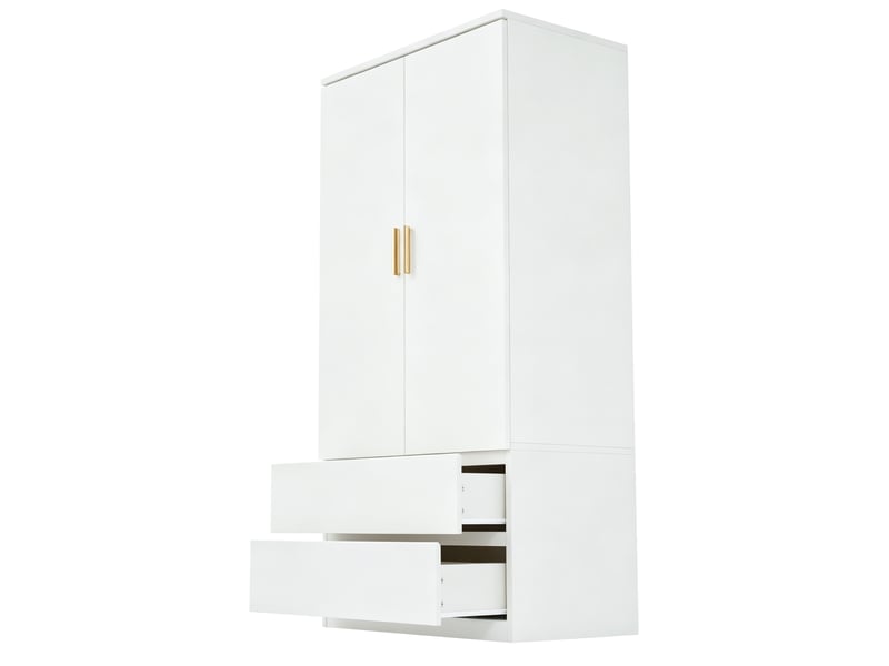  Armoire multifonctionnelle 70x50x170 cm avec 2 portes et 2 tiroirs en mdf couleur blanc, design naturel  - Conforama A