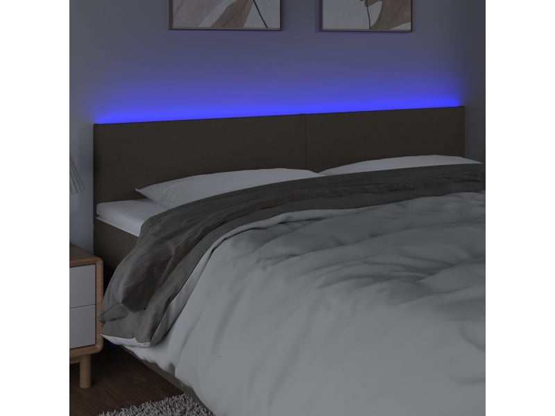  Tête de lit - armoire de tête de lit - à led taupe 160x5x7888 cm tissu fr10658  - Conforama C