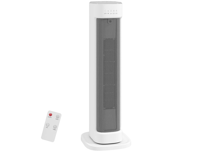  Chauffage soufflant en céramique 2000 w avec 3 niveaux de température réglables, minuterie 15 heures, télécommande, blanc  - Conforama A