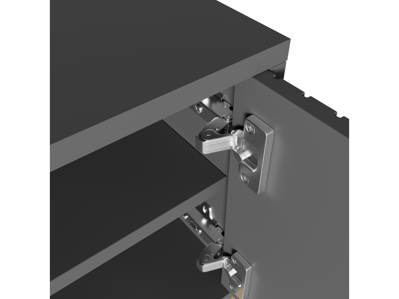  Meuble tv 170 cm gris noir avec 4 portes texturées et pieds dorés  - Conforama E