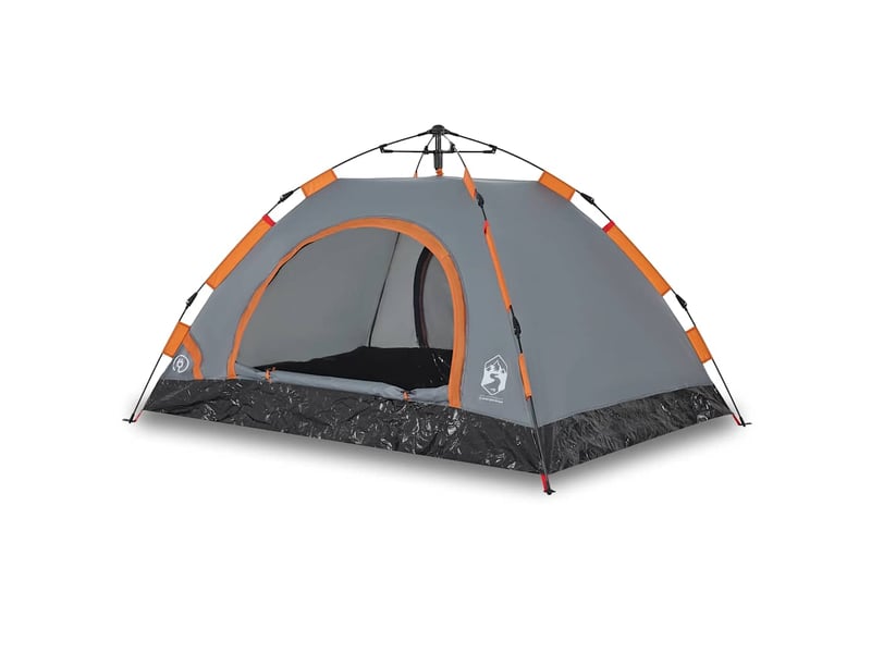  Tente de camping 3 personnes gris et orange libération rapide  - Conforama A