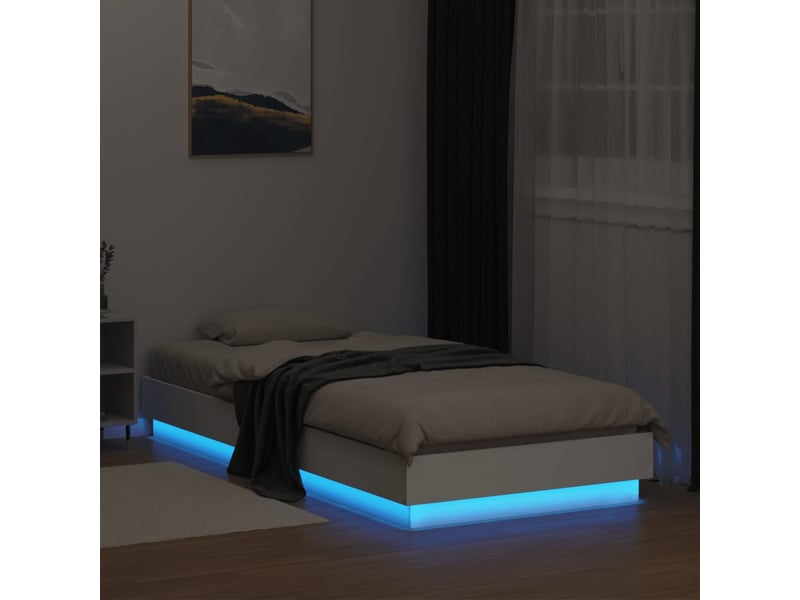 Lit simple- lit adulte -  cadre de lit sans matelas avec lumières led blanc 100x200 cm  - Conforama D