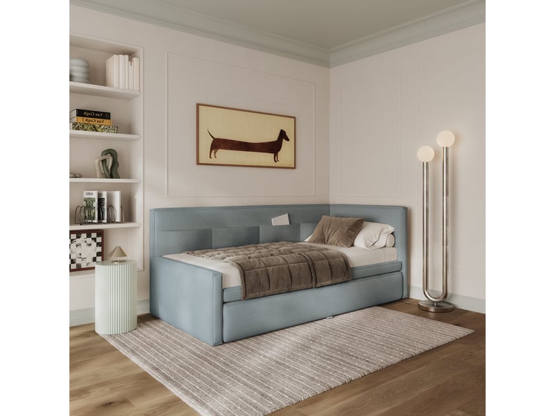  Selsey nesmi - lit rembourré - 90x200 cm - bleu Nesmi - Conforama B