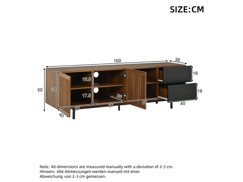  Meuble tv 160 cm avec portes, tiroirs et niches evryae  - Conforama E