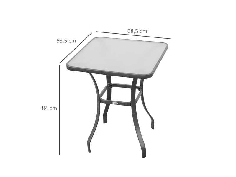 Table de jardin carrée - noir - verre trempé - métal robuste - 68,5x68,5 cm - hauteur 84 cm - poids 9,4 kg 68.5x68.5x84cm - Conforama C