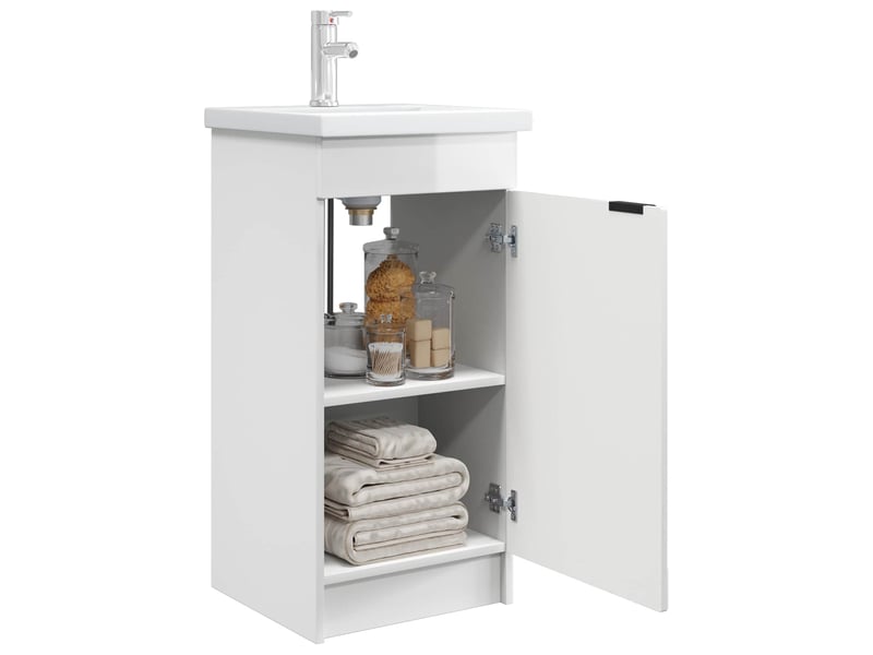 Meuble de salle de bain avec évier blanc brillant shl4165 - Conforama C