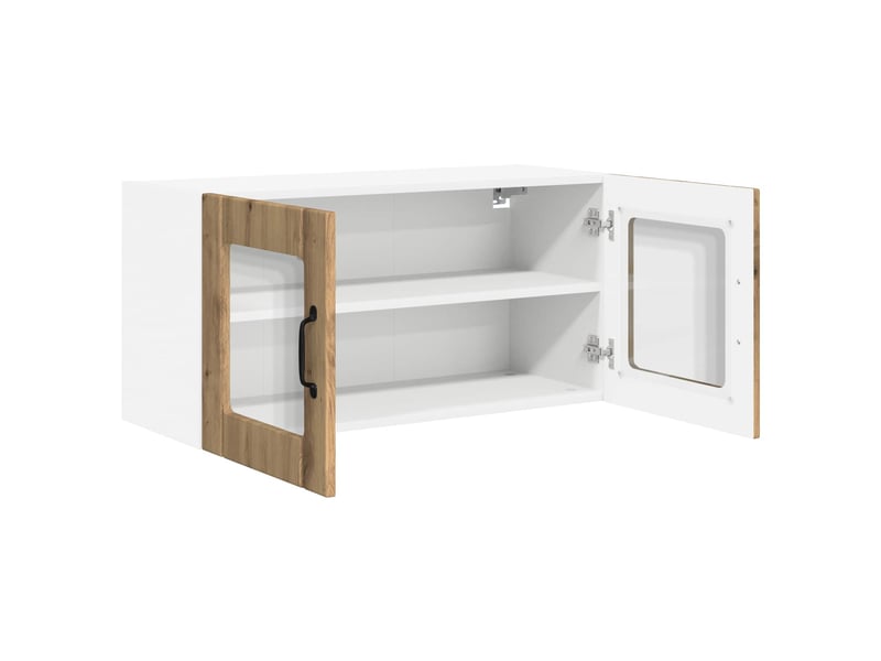  Meuble mural de cuisine, cabinet en verre mural chêne artisanal 80x31x40cm shl720  - Conforama E