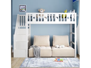 Lit mezzanine 90x200 cm <strong>REDOM</strong>  <strong></strong> coloris blanc