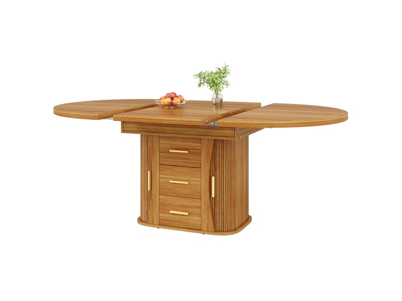 Table de salle à manger extensible avec plateau coulissant en mdf pour salle à manger 118–158×118×77 cm noyer - Conforama A