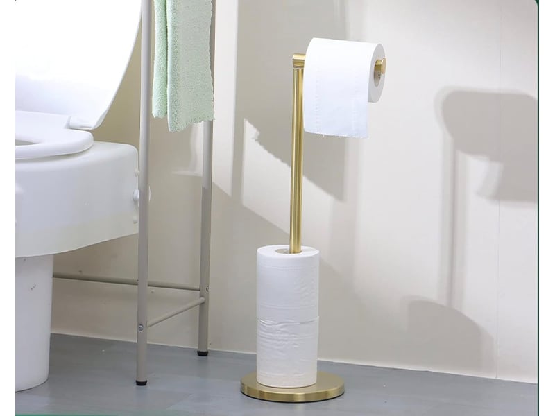  Porte-rouleau de papier toilette sur pied en acier inoxydable – or, 15x56 cm  - Conforama D