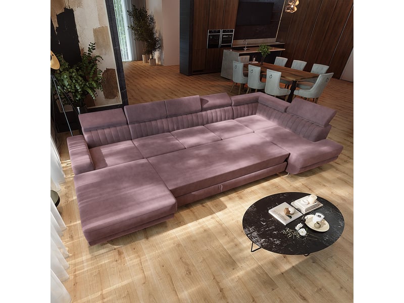 Canapé d'angle gaian, velours bruyère - Conforama D