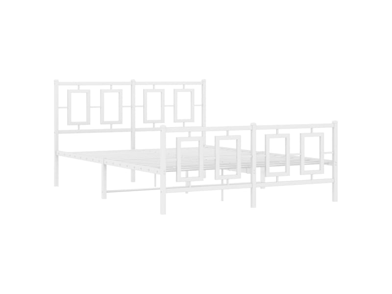  Lit double- lit adulte -  cadre de lit métal sans matelas et pied de lit blanc 135x190 cm  - Conforama B