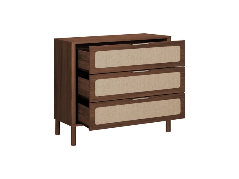  Commode vintage décor bois et cannage 3 tiroirs noyer - etta  - Conforama B