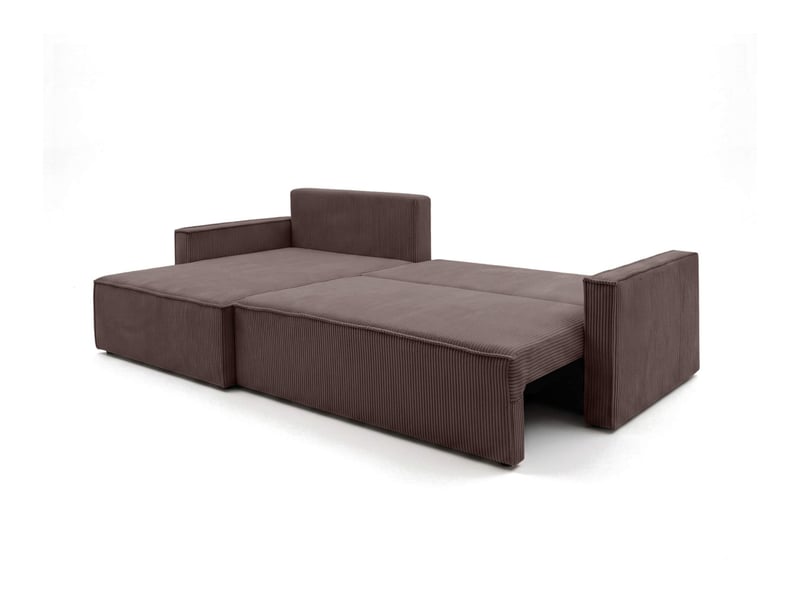  Farah - canapé d'angle max réversible et convertible 5 places accoudoirs slim en velours côtelé  - Conforama C