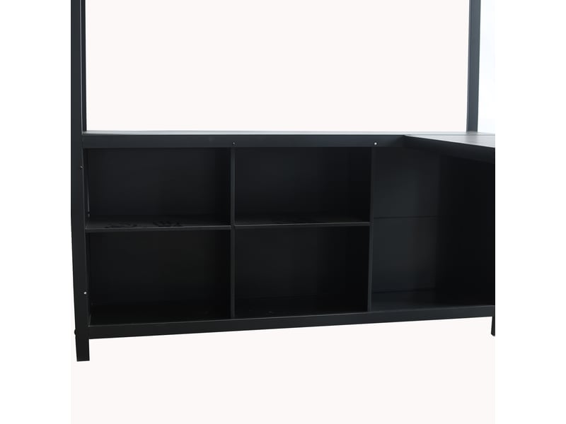  Lit mezzanine 140x200 en fer noir avec bureau, rangements et armoire  - Conforama E