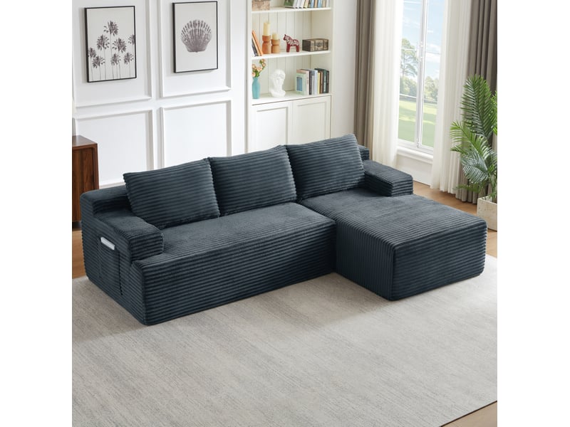 Canapé d'angle modulable 238x152x66 cm – gris foncé – sans montage, confort moelleux et usage nuit - Conforama B