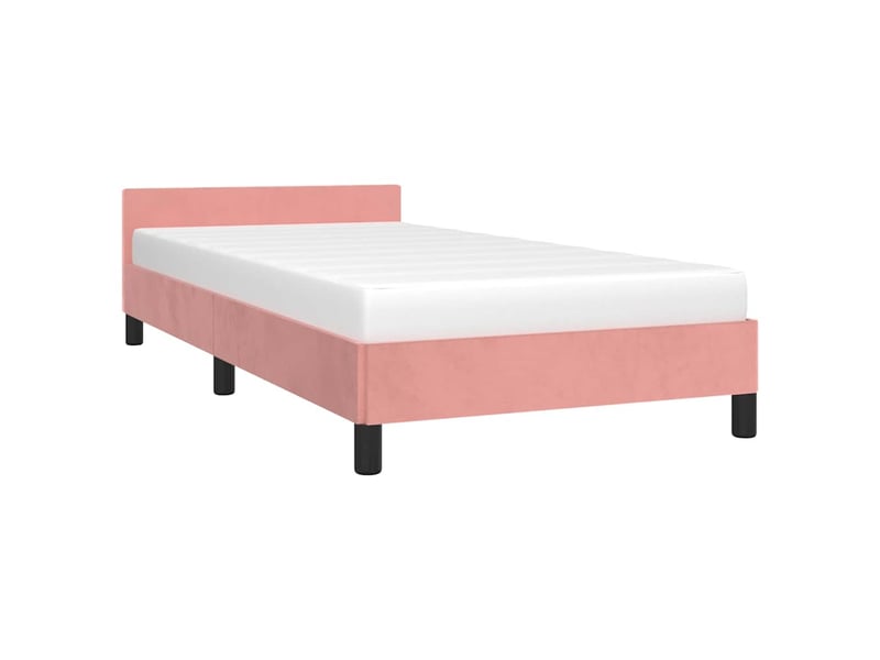  Lit simple- lit adulte -  cadre de lit et tête de lit sans matelas rose 90x200 cm velours  - Conforama B
