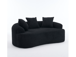 Canapé droit compressé fixe <strong>MAISENTIEL</strong> <strong></strong> 2 places Tissu noir