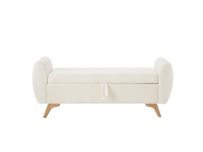  Banquette pliable en velours côtelé avec coffre de rangement, pieds en bois, 145 cm, chambre salon entrée  - Conforama A