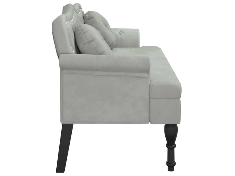  Banc salon, banc interieur avec coussins gris clair 120,5x65x75 cm velours  - Conforama D