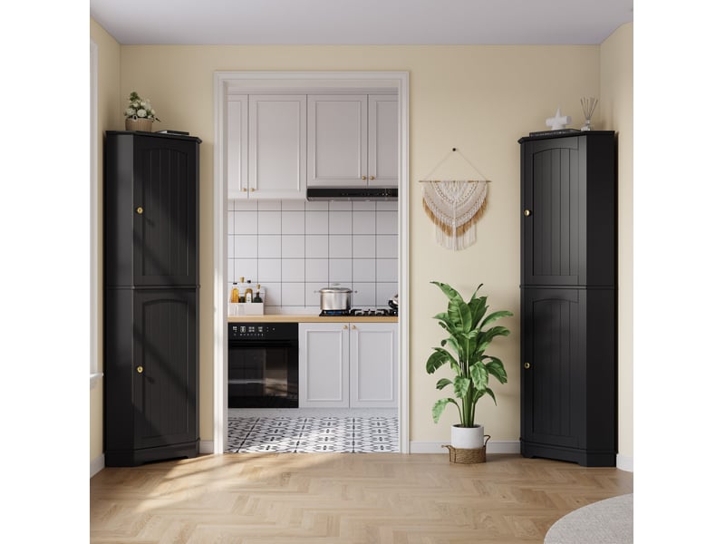  Armoire d'angle 42x42x166 cm à 2 portes et étagères réglables noire  - Conforama E