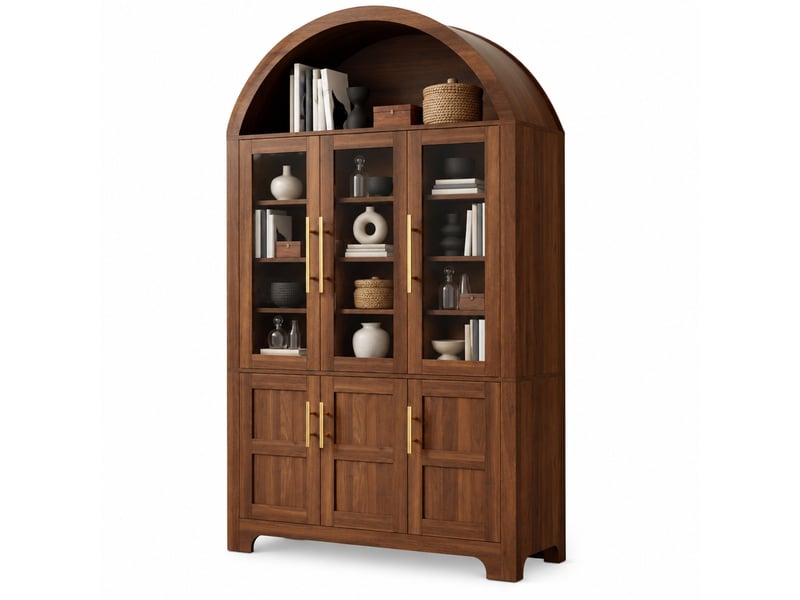  Vitrine 110x40x185 cm en mdf et panneaux de particules coloris noyer, 6 portes  - Conforama A