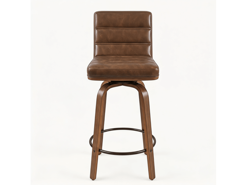  Lot de 2 tabourets de bar pivotants 360° en pu brun rougeâtre avec dossier  - Conforama D