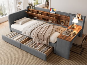 Lit banquette 90x200 cm <strong>LEYTN</strong>  <strong></strong> coloris gris