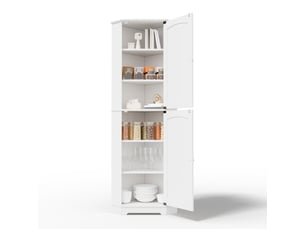 Meuble d'angle de rangement avec 2 portes et étagères réglables pour cuisine et salon en mdf 42×42×166 cm blanc