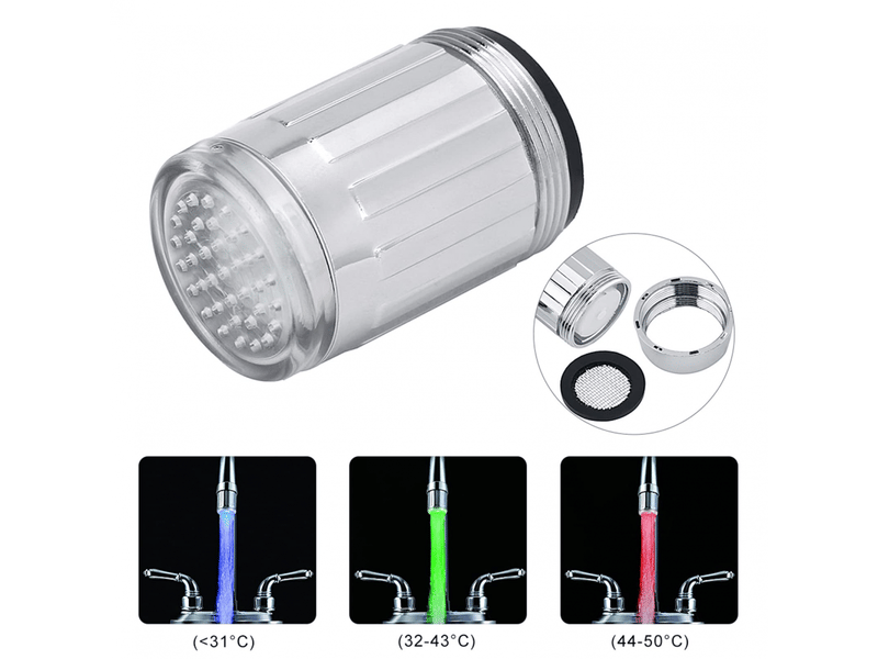  Robinet de cuisine à 3 couleurs de lumière led changeante avec capteur de température et jet d'eau pour douche  - Conforama B