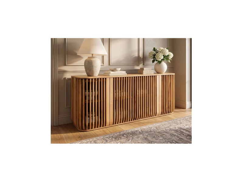  Buffet ritmo 4 portes en bois massif de manguier et d'acacia clair - marron - 170 cm  - Conforama B