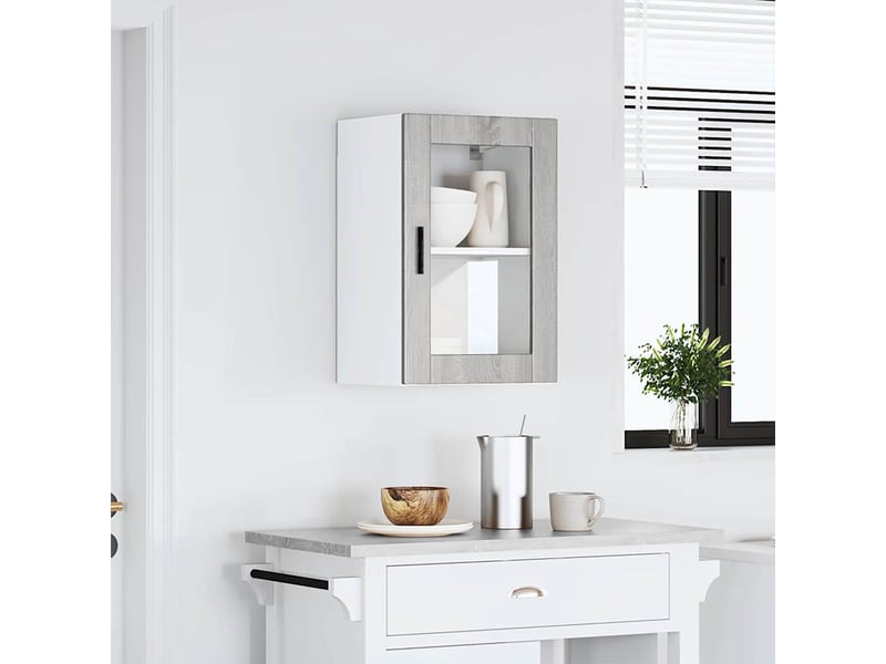 Armoire murale de cuisine avec porte en verre porto sonoma gris shl8447 - Conforama B
